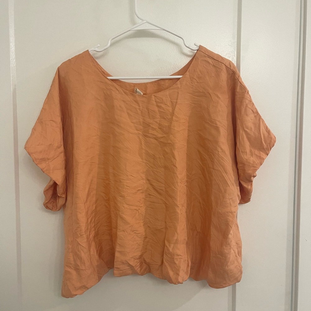 Graham & Spencer Silk Orange Blouse Preppy Casual Classic Buisness‎